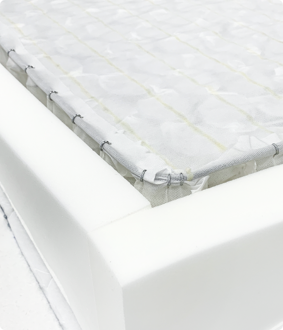 床墊使用 360° 全床緣護邊，延緩床墊長期使用造成的塌陷